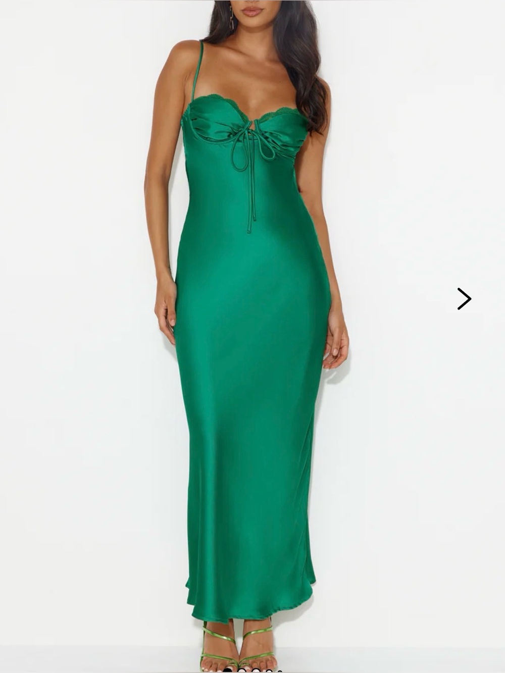 Hello Molly WINERY WEDDING SATIN MAXI DRESS GREEN size 2 nwt